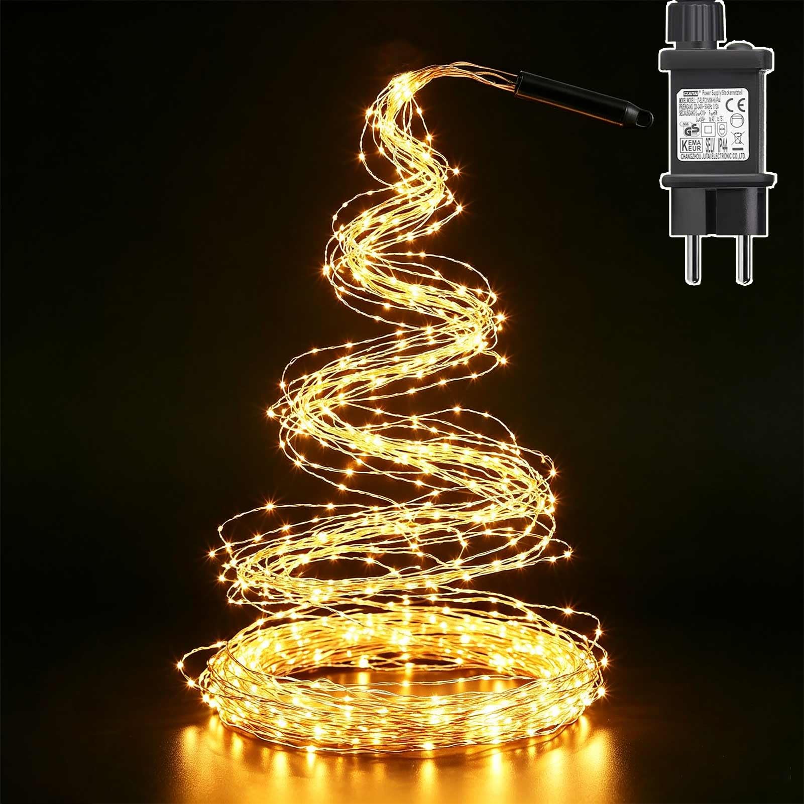 Cozymeow Lichterschweif mit Strom 2M 400 LED Lichterkette Wasserfall