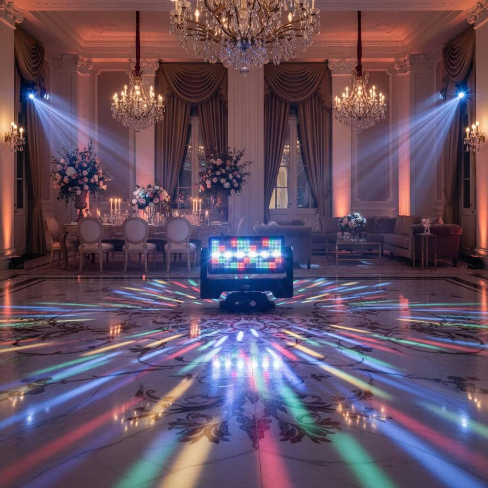 Rgbw Testa Mobile Led Faretto Proiettore Scenico Rotazione Ampio Raggio Sezioni 44+11 Array 880 Led Effetti Stratificati Adatto per Dj Matrimoni Feste Club Eventi