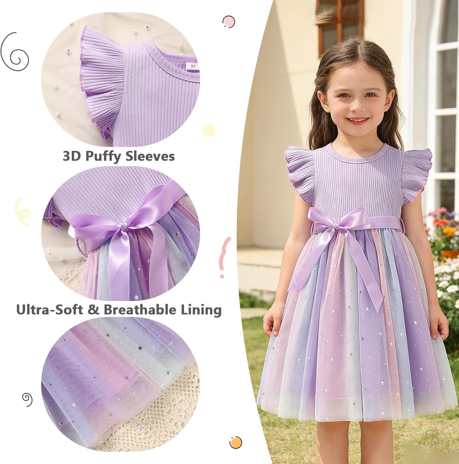 Sinhoon Toddler Girl Tulle Dress Summer Ruffle Sleeveless Baby Girl Fashion Casual Dresses 1-6Y - Image 6