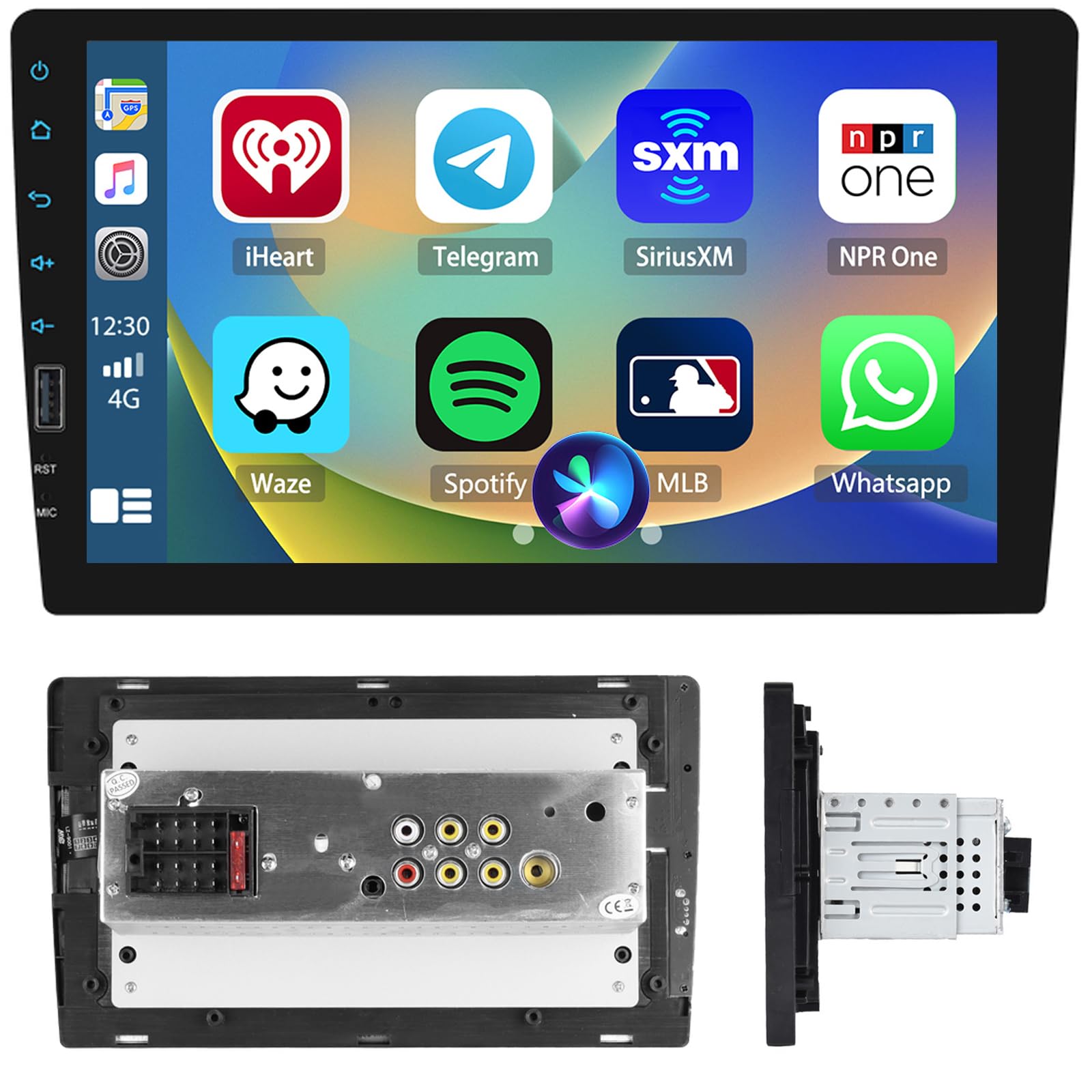 9 Pulgadas Pantalla Táctil 1 DIN Radio Coche Inalámbrico Carplay con Android Auto, Actualizar Radio con Bluetooth USB EQ Am FM SWC Mic Cámara de Seguridad