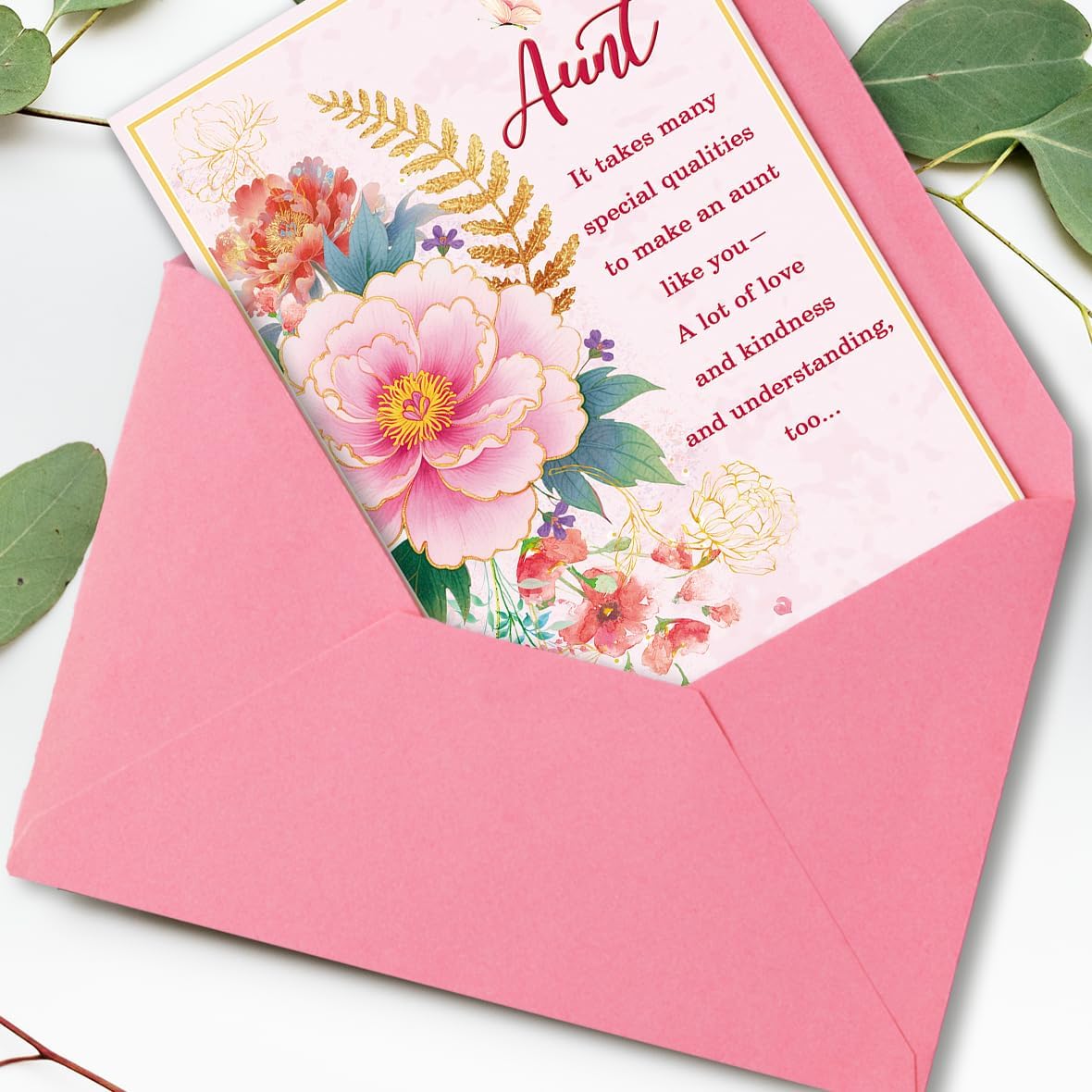 Aunt Birthday Card, Aunt Birthday Gifts, Thick Card Stock with Premium Envelope, 8x5.3 Inches, Double-Sided - Image 3