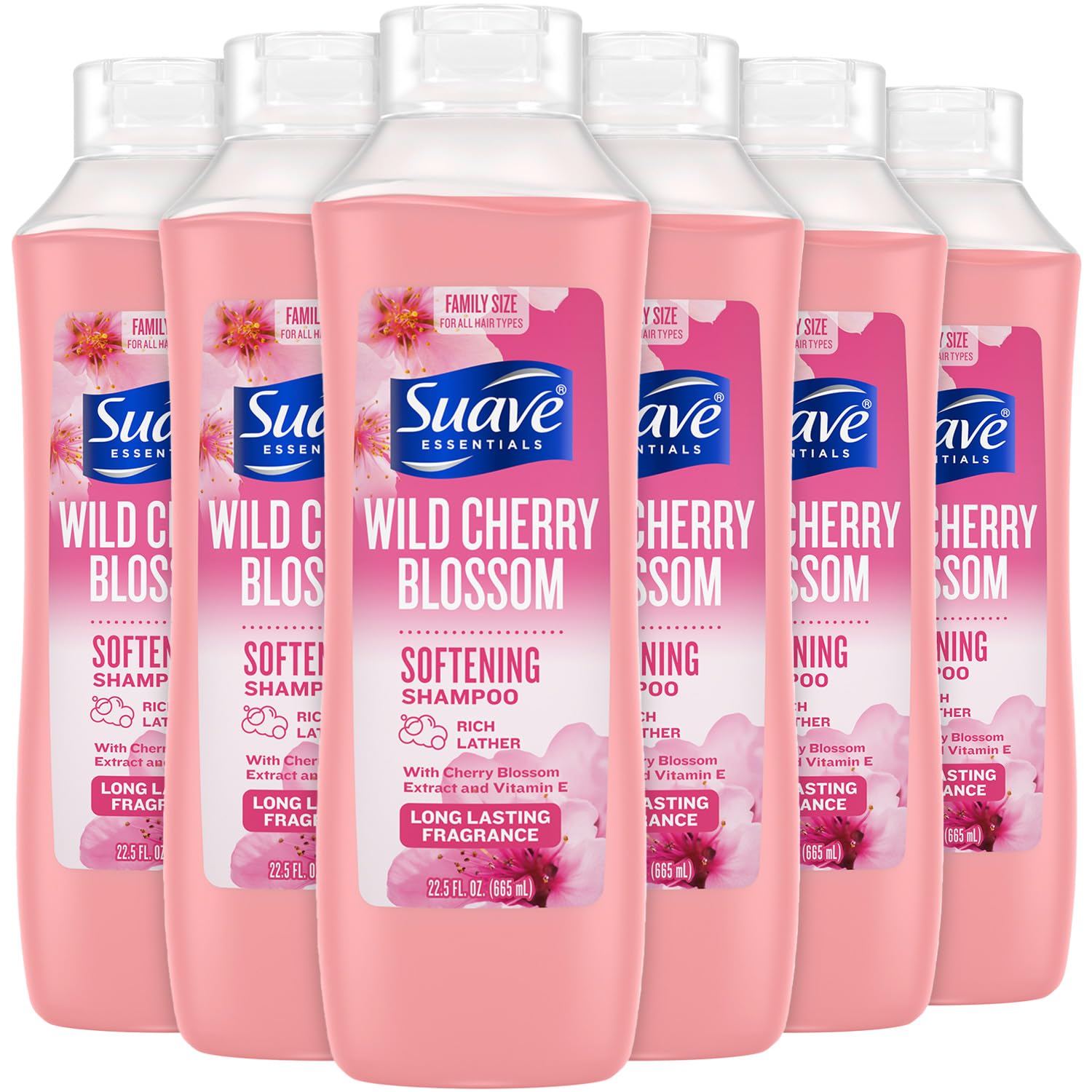 Suave Shampoo Wild Cherry Blossom 6-Pack Fragrant Softening Formula with Vitamin E 22 5 Oz Ea