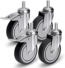 PRIOstahl Transport Castors with Back Hole 100 mm Set with Brake - Furniture Castors Swivel Castors up to 320 kg Heavy Duty Castors - Traceless Rolling Wheels for Furniture Work Table Workshop Roller