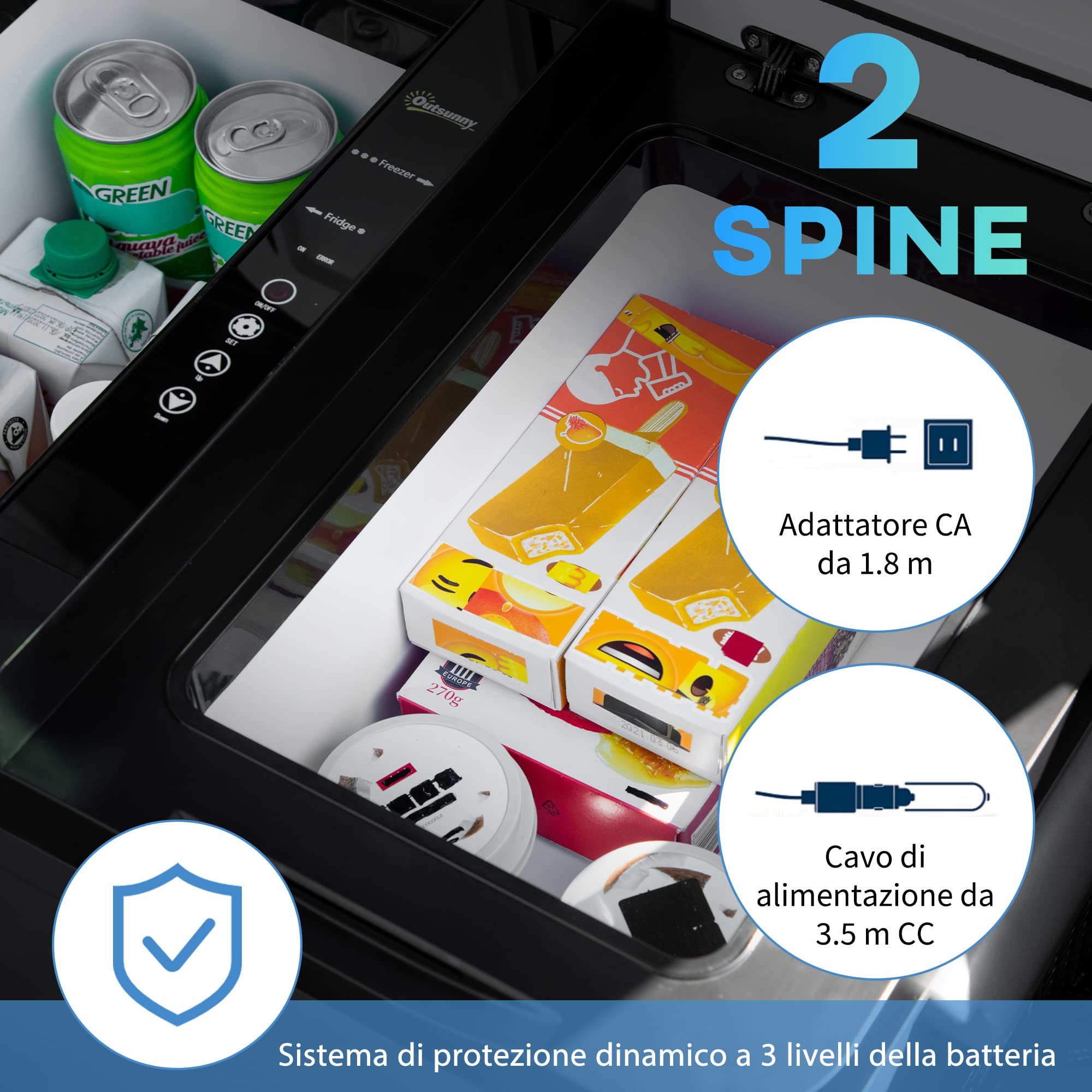 Outsunny Frigo Portatile Elettrico a Compressore da 35L con Maniglia Telescopica e Ruote, Frigorifero Piccolo da 12/24V DC e 110/240V AC, per Auto e Camion