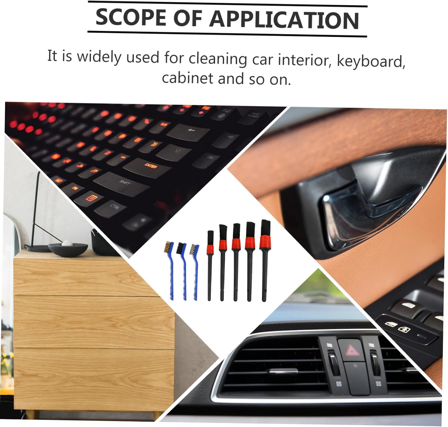 Car Detailing Kit Brush Set Wire Air Vent Rim and Gap Brushes Easy to Use for Car Suvs Rvs Motorcycles and Trucks Automotive Cleaning Tools