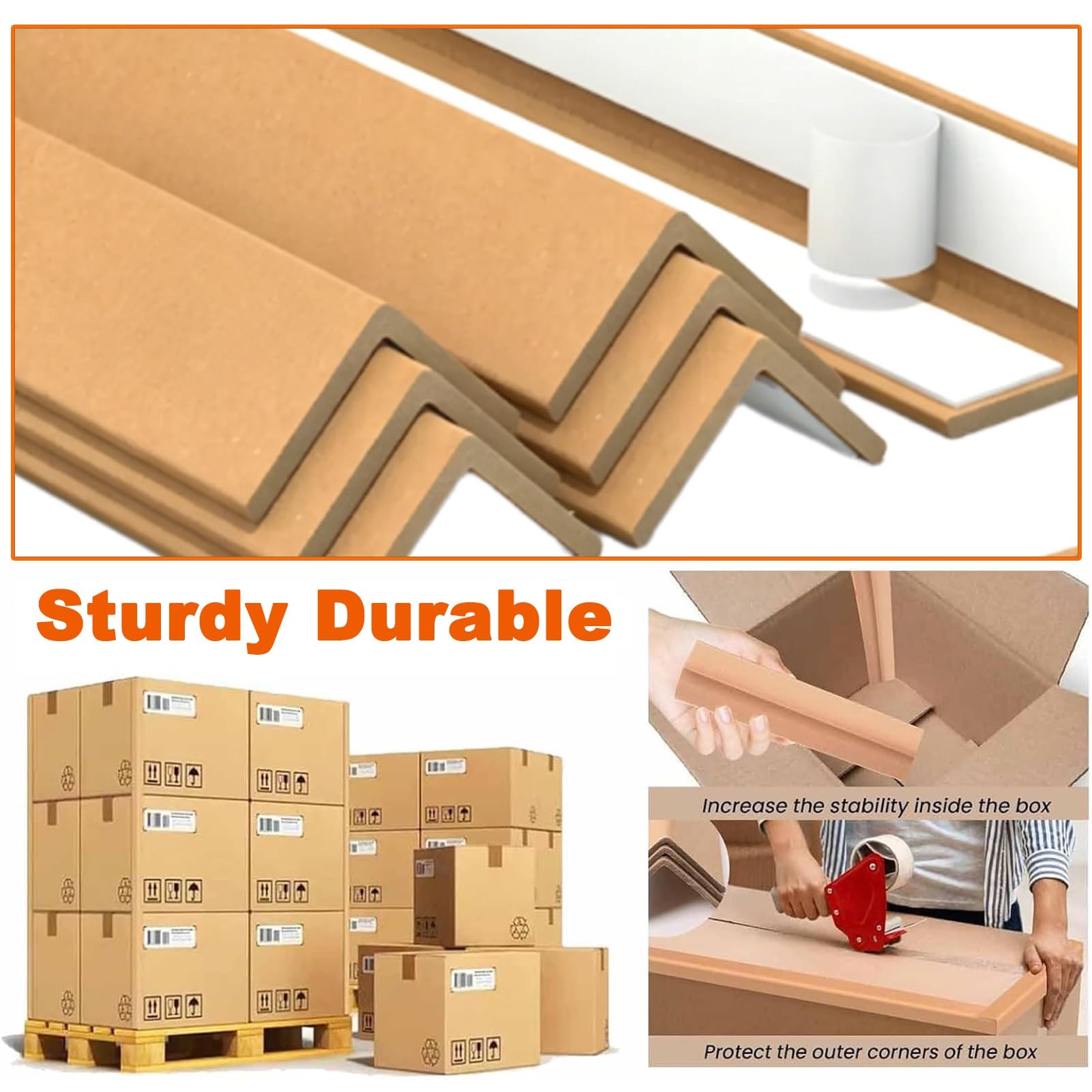 Protezioni Angolari Autoadesive A Forma Di L Per Cartone, Rinforzi Per Angoli Di Spedizione, Pallet E Scatole, Protezioni Bordi Per Imballaggi Per Traslochi, Stoccaggio(20 PCS,L 500 x W 50 x H 5 mm)