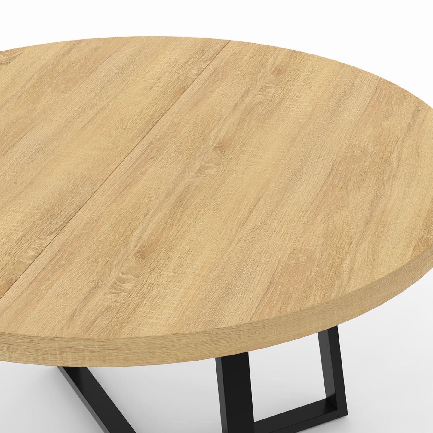 IDMarket Selma Mesa de comedor redonda para 4-6 personas, madera y negro, 110 cm