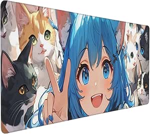 Gaming Mauspad 900x500mm, Anime-Mädchen Mauspad XXL, Großes Mousepad