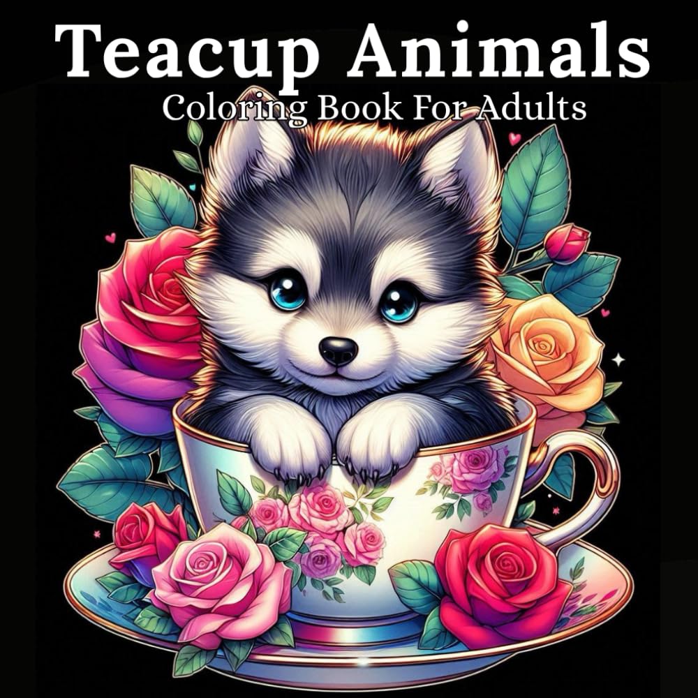 Teacup Animals Coloring Book for Adults: Adorable Baby Animals in Teacups for Stress Relief, Relaxation, and Creative Fun
