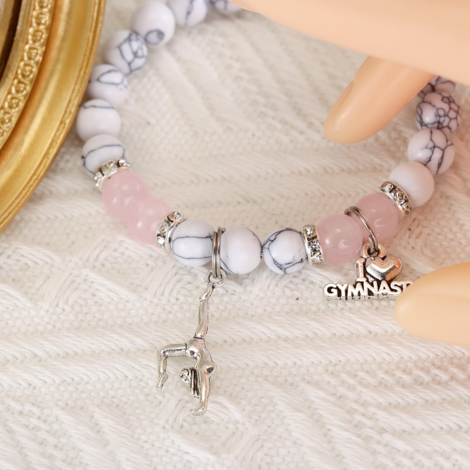 HUTIMY Gymnast Gifts for Women Female Cute Gymnastic Coach Jewelry Beads Gymnastics Bracelet