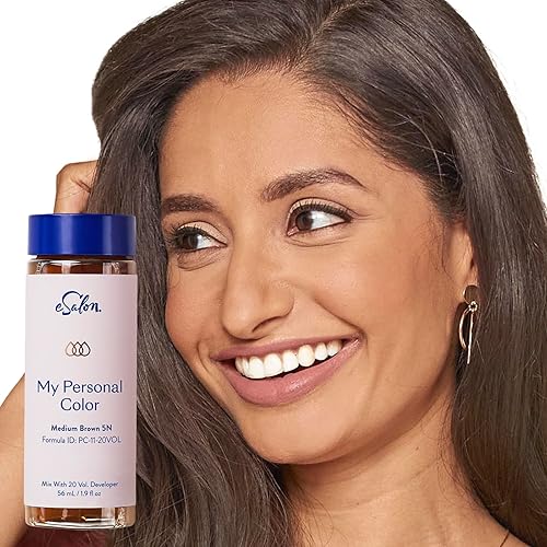 eSalon Kit completo de tinte permanente para el cabello y tinte para el cabello, marrón medio, kit de colorista personal para hasta un 100% de