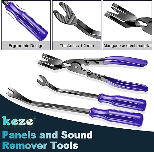 Miniatura 5 de Keze 7 piezas de herramienta de palanca de extracción de plástico y alicates de clip, kit de extracción de alicates para eliminación de carrocería