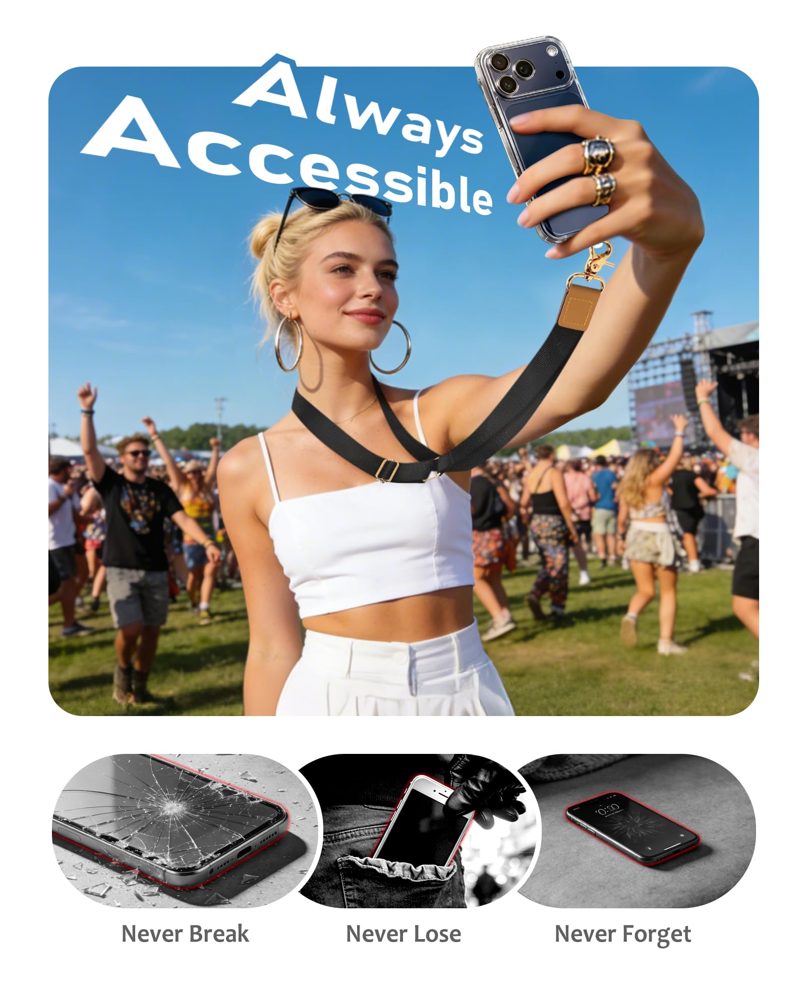 Cell Phone Lanyard Crossbody With Wrist Strap, Jamaica - View #3