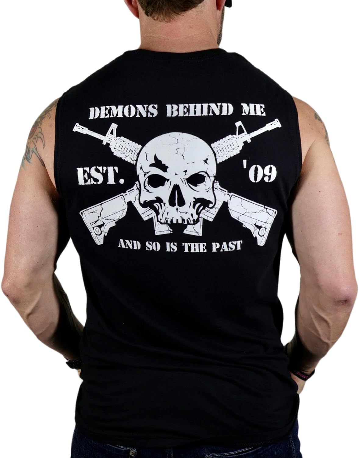 Men's Tactical Black Cut-Off Tee