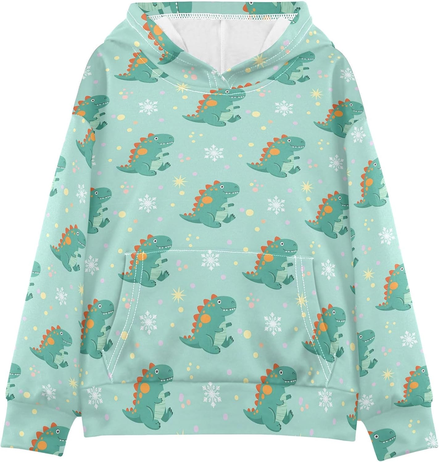 Christmas Dinosaur Dino Toddler Girls Pullover Hoodie Sweatshirt 4-14Y A2309214