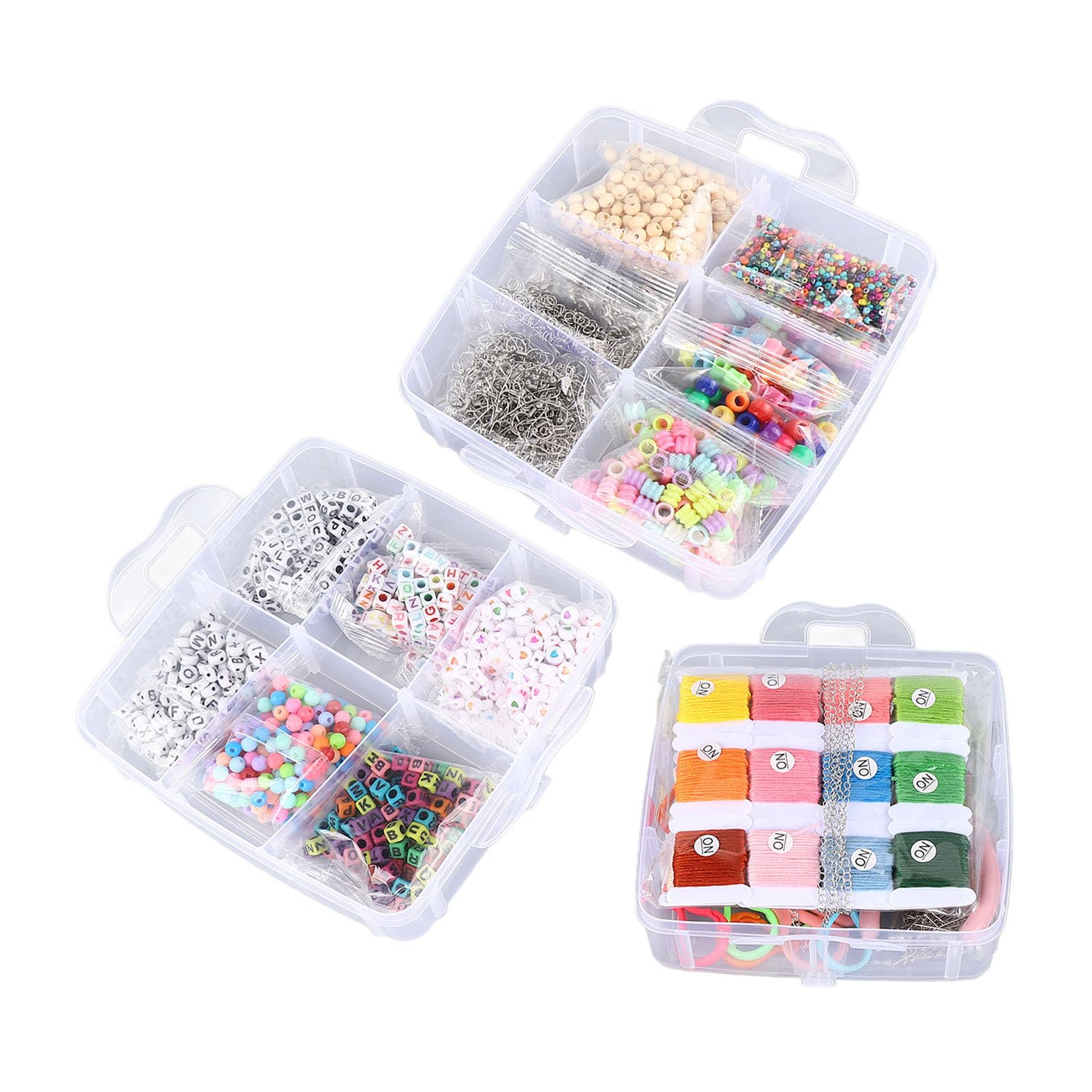 ChengyuWei Kit para hacer pulseras, suministros para hacer joyas, 3352 cuentas con 1255 adornos colgantes, 48 ​​herramientas e hilos, cuentas acrílicas para pulseras, collares, pendientes,