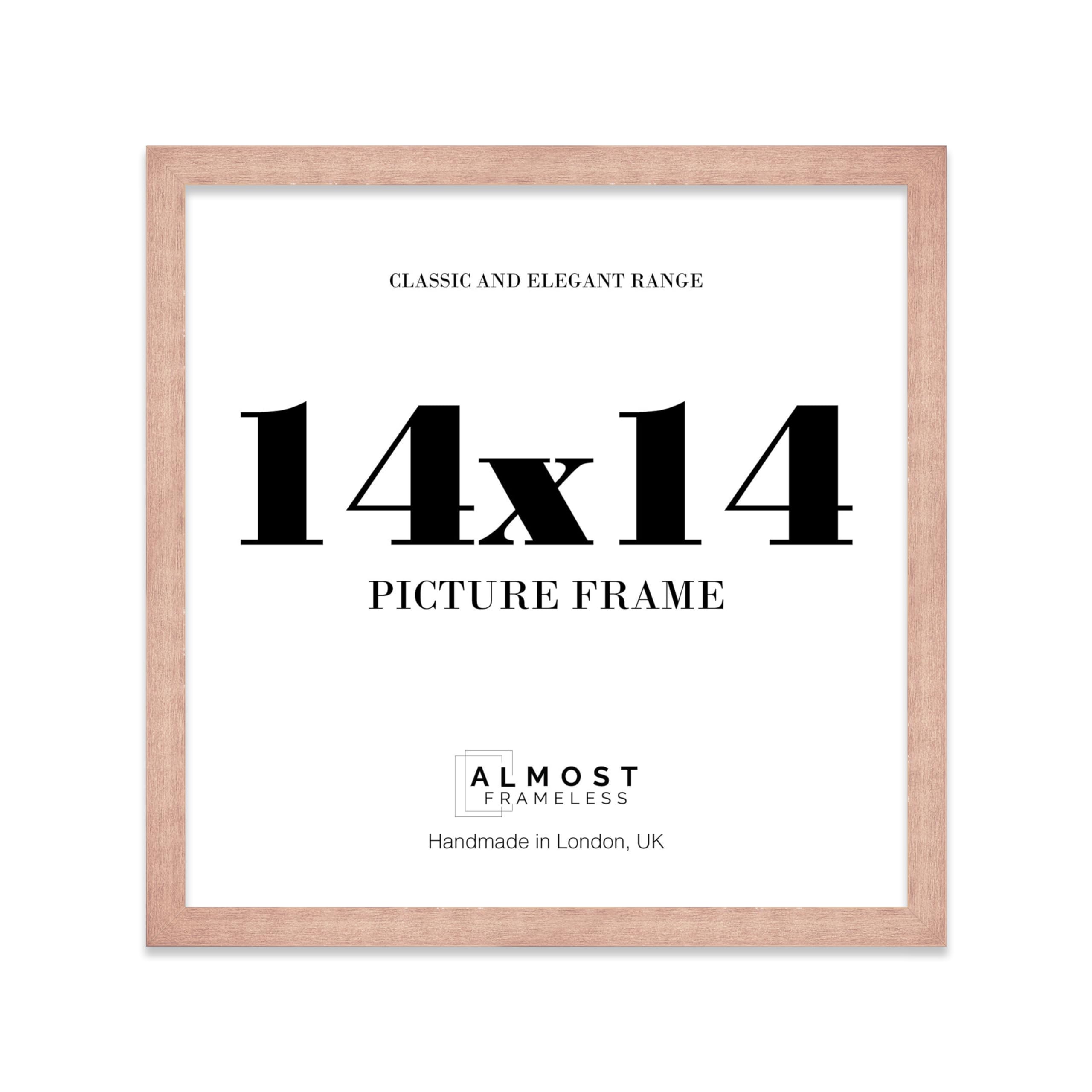 Almost Frameless Copper 14X14 Picture Frame 14"X14"(35.6X35.6cm) Poster, Photo, Artwork, Or Print. Thin Edge Slim Frame Portrait And Landscape Display With Wall Hooks