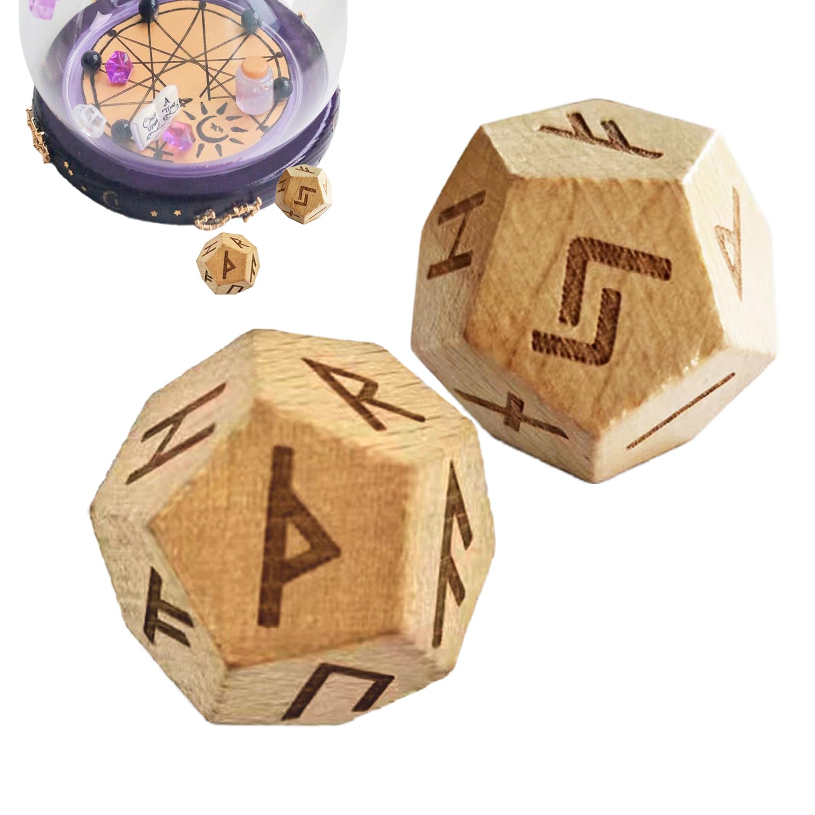 Divination Dice Set - Carved Elder Set,Small Dice for Home Decor, Meditation, Divination Game, Travel, Entertainment
