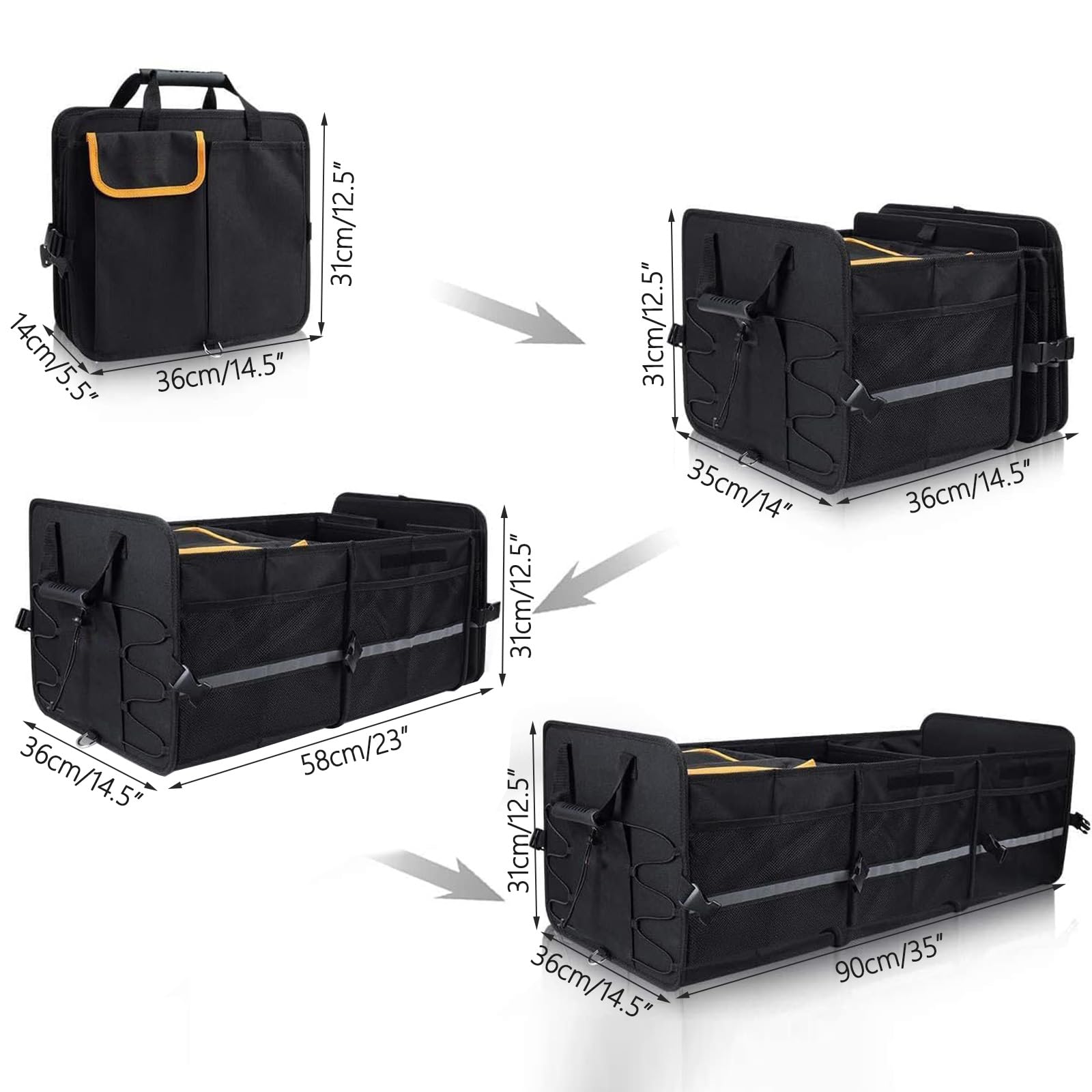 Organizador de maletero, organizador de maletero de coche con tapa, bolsa de maletero plegable, organizador de coche para maletero (B- 30 x 35 x 88 cm)