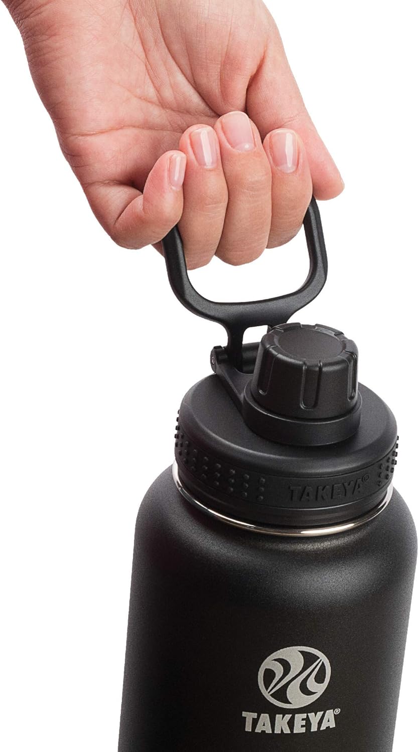 Takeya Actives Water Bottle with Spout Lid - Bottle with Double Stainless Steel Insulation - Dishwasher Safe & BPA-Free - Bottle with Spout Lid & Removable Bumper - 40 oz, Onyx - Image 9