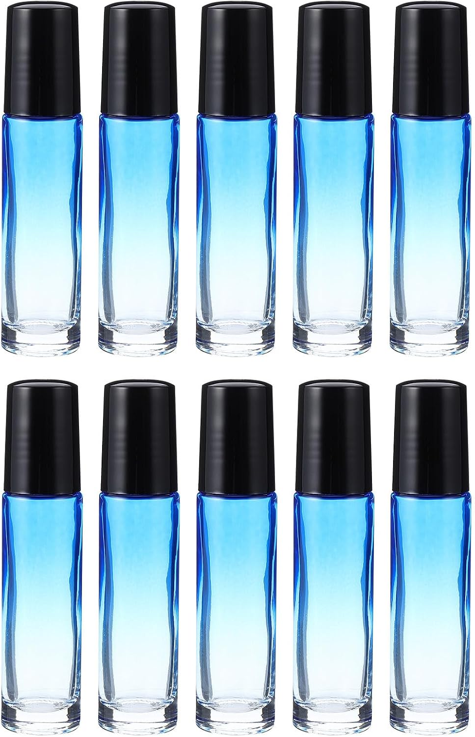 BETOOKY Gradient Glass Essential Oil Roller Bottles Portable Refillable Perfume Bottles 10ml 10pcs with Black Caps Unique Design Prevents Waste for Travel
