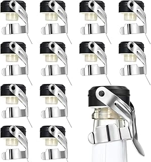 Stainless Steel Champagne Stoppers 2.71 x 1.93 Inch Wine Bottle Stoppers Sealer Reusable Champagne Cork Bottle Plug Beverage Bottle Stopper for Keeping Wine Fresh(12 Pieces)