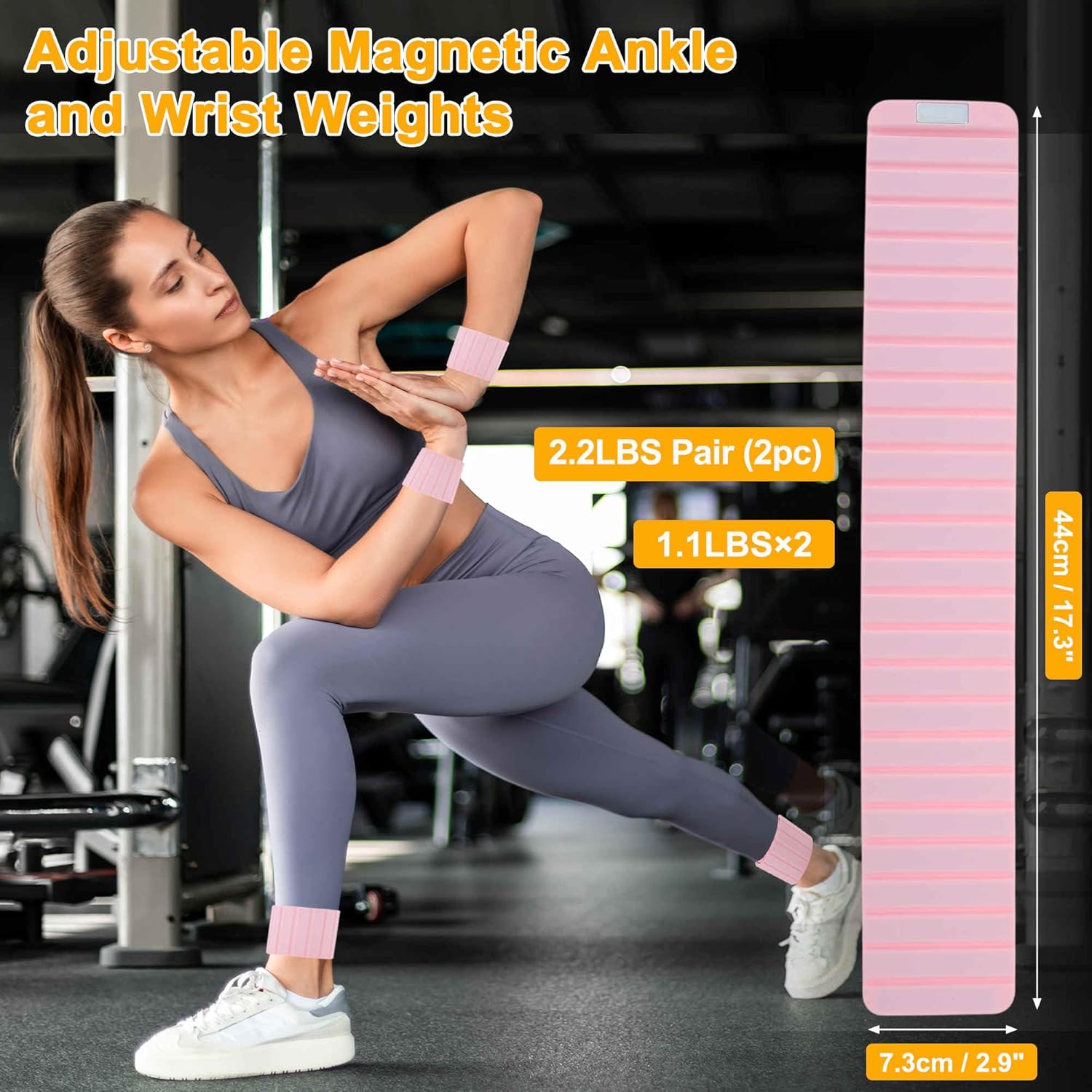 Wrist Weights, 1.1LB Each Stackable Magnetic, Adjustable Ankle Weights for Men & Women, Jogging/Yoga & More, 1 Pair