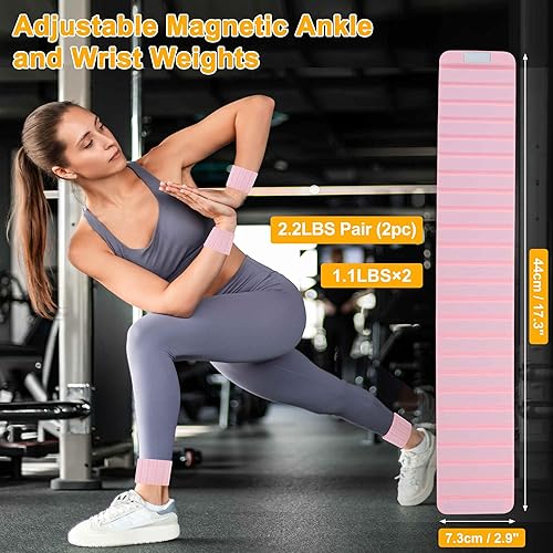 Miniatura 2 de Pesas para muñeca, 1.1 libras cada una, magnéticas, pesas ajustables para tobillo para hombres y mujeres, para correryoga y más, 1 par