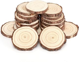 Holzscheiben 18 Stück Kiefernholz Baumscheiben Naturholz ohne Loch 8-10cm