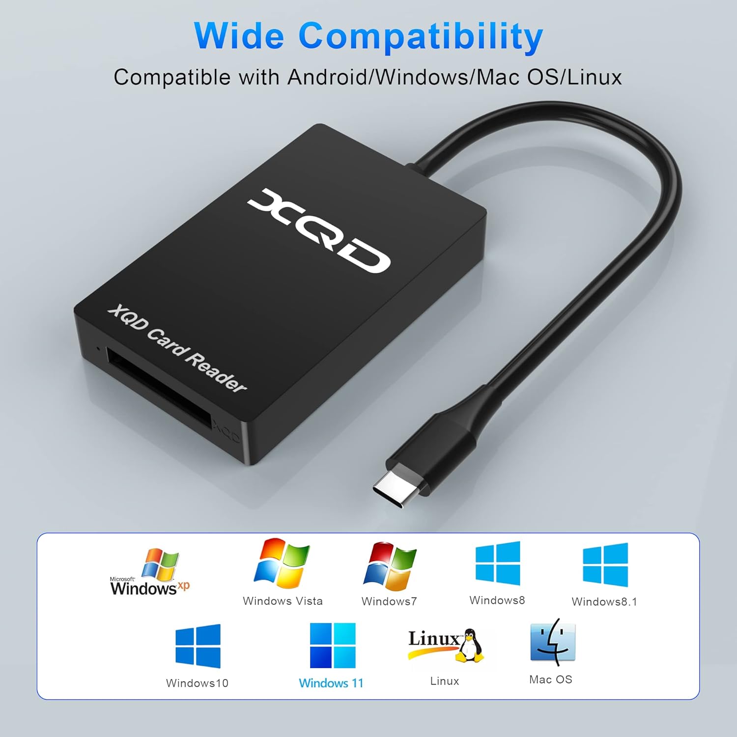 XQD Card Reader - 5Gbps USB C XQD Memory Card Reader Adapter Compatible with G/M Series USB Mark Xqd Card, Lexar 2933x/1400x USB Mark XQD-Card for Android/Windows/Mac OS/Linux/iPhone 16 15
