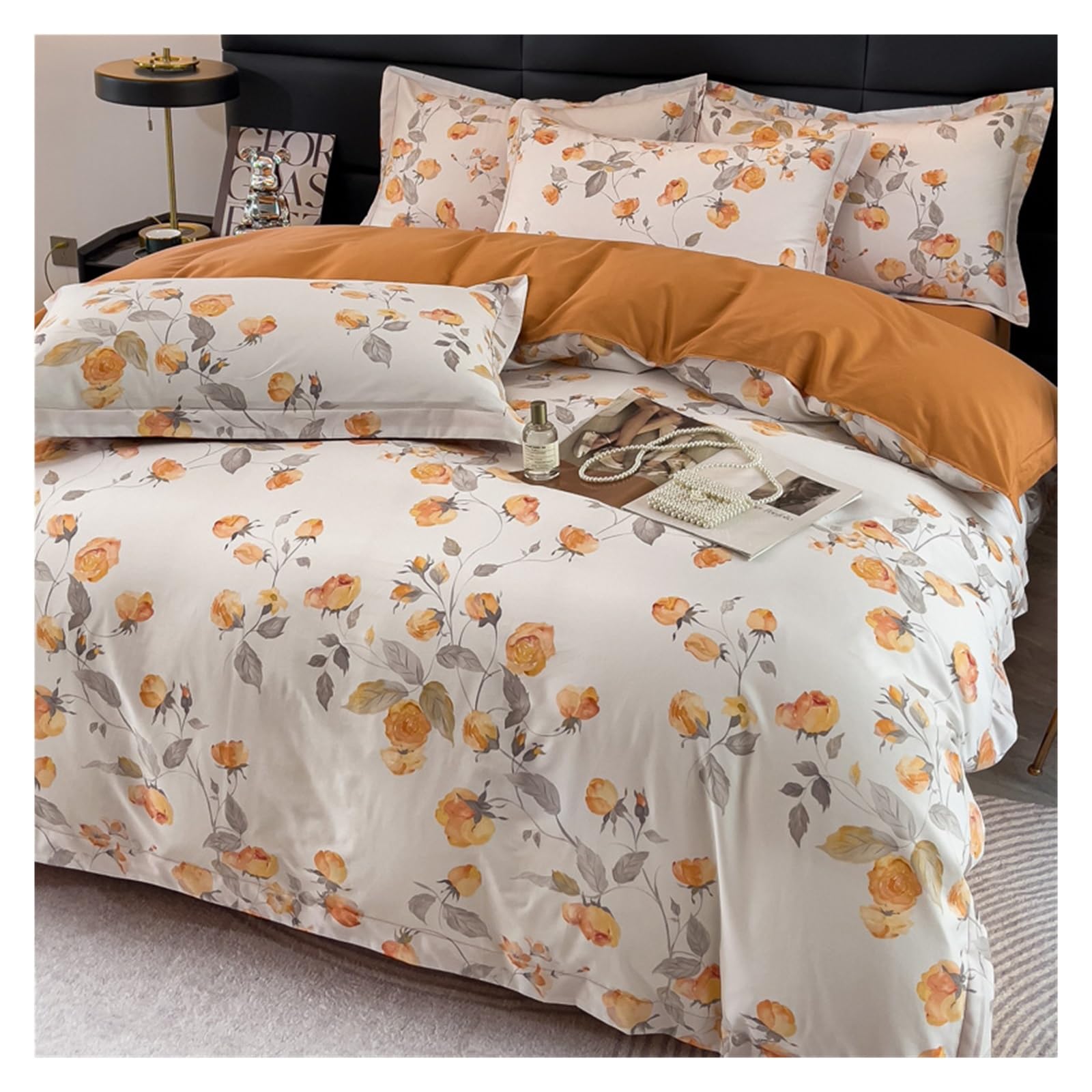 Parure de lit motif floral pour un lit double frais et printanier