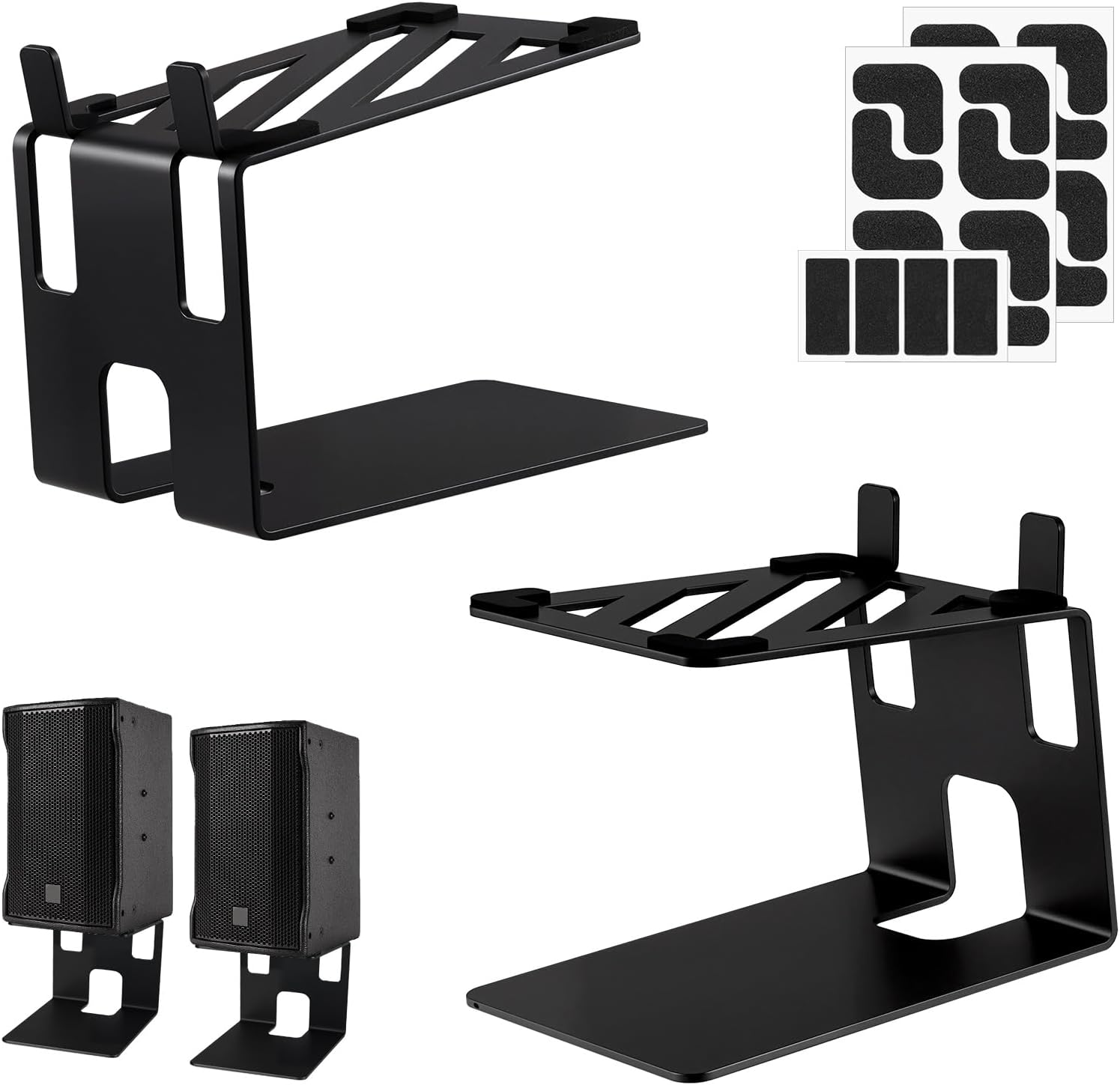 Desktop Speaker Stand Metal Desk Speaker Stand Studio Monitor Stand Load Capacity 20 kg per Table Speaker Stand 5  Tilt Audio Stand with Anti-Vibration Mat A