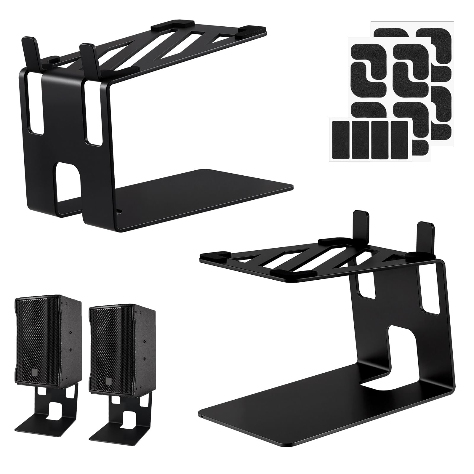 2 Supporti per Altoparlanti da Tavolo, Capacità di Carico: 20kg per Supporti Audio per Altoparlanti per Computer, Supporti Audio da Scrivania in Acciaio al Carbonio, Inclinazione di 5° (A)