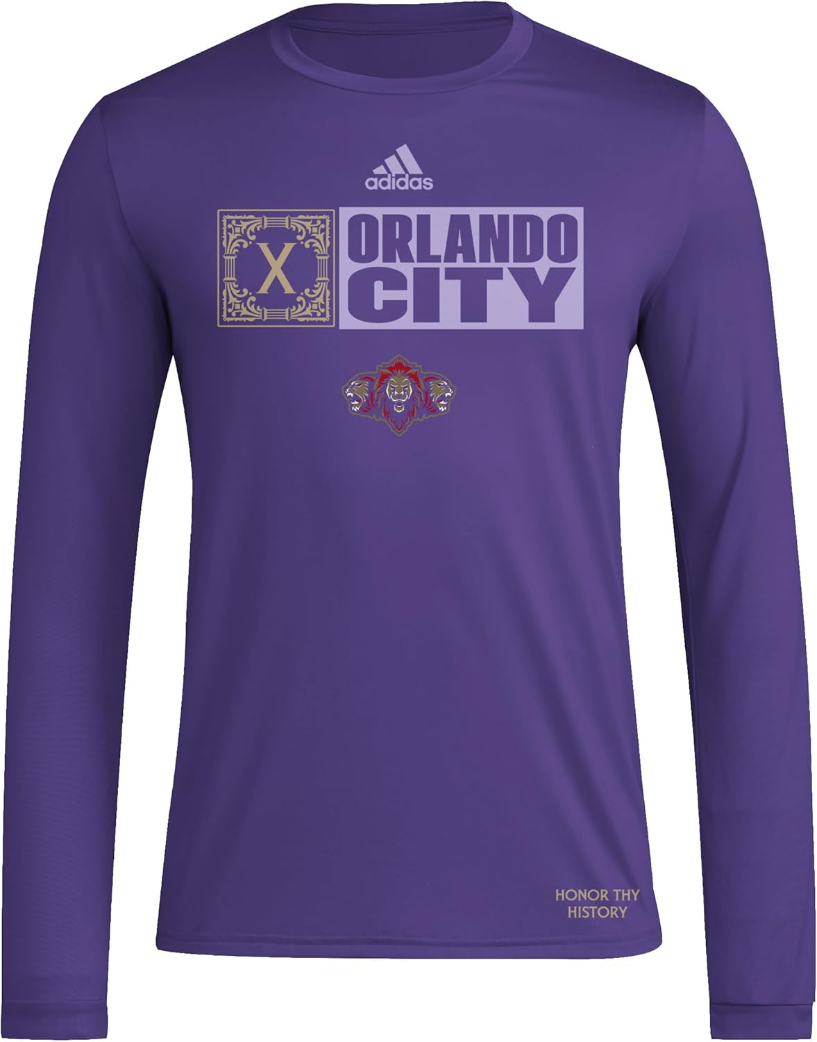 Adidas Mens Orlando City Soccer Club MLS Long Sleeve T-Shirt Small Purple