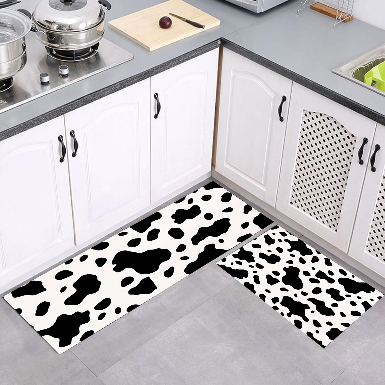 Tapis de cuisine 43x75cm+43x150cm lavable pour sol propre sans tache d'huile