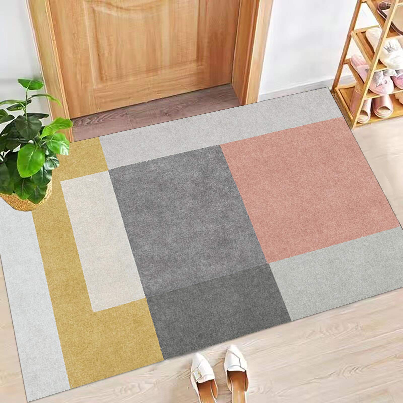 Dywan chodnik do przedpokoju geometryczny chodnik antypoślizgowy, chodnik kuchenny dywan poliester nadaje się do prania w korytarzu, kuchni, sypialni, salonu, szerokość 60 cm/70 cm/80 cm/90 cm/100 cm (rozmiar: 90 x 150 cm)