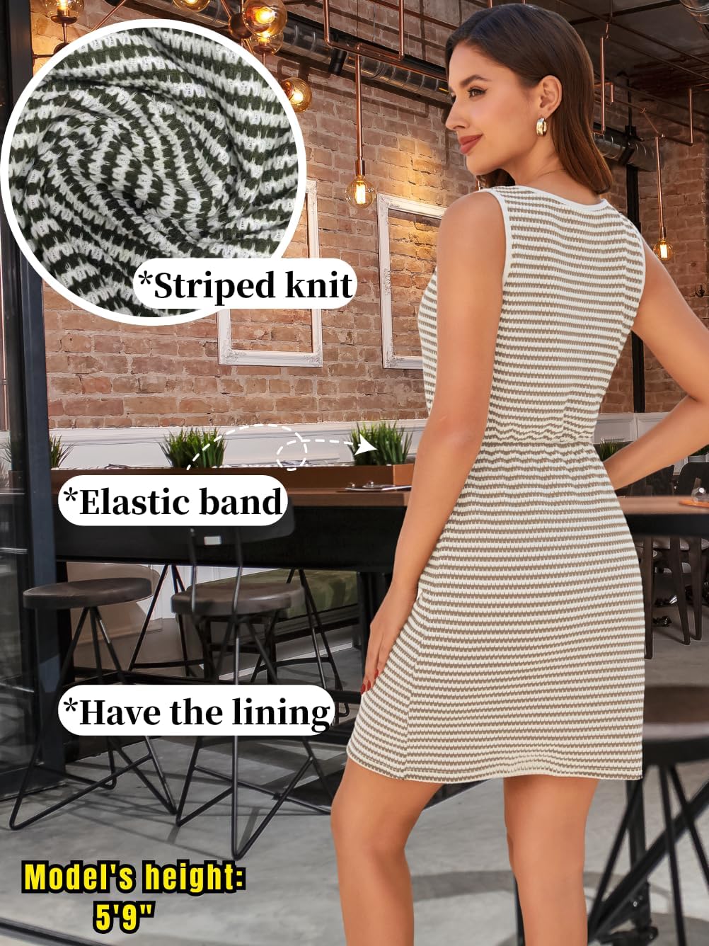 Striped Knit Dress,Casual High Waisted Short Tank Dresses for Women,Summer Beach Resort Vacation Outfits - Image 4