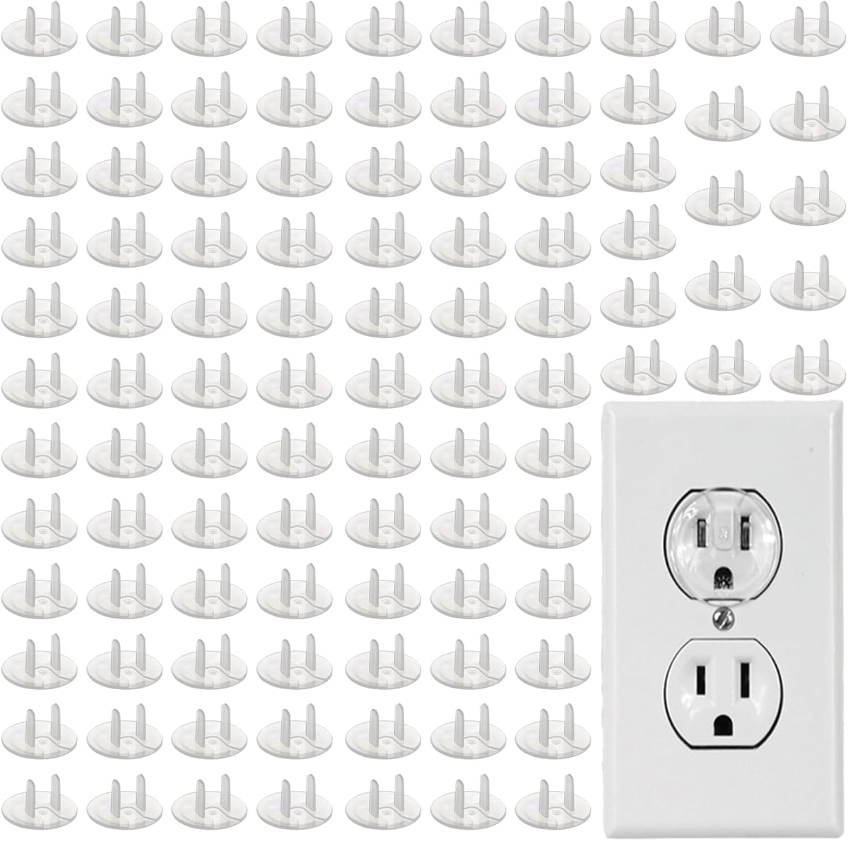 Paquete de 100 cubiertas para enchufes a prueba de bebés, cubiertas para enchufes transparentes, cubiertas para enchufes de seguridad | Protectores de enchufes eléctricos seguros y protegidos Cubiertas de enchufes resistentes a prueba de niños para el hogar y la oficina Mantenga los enchufes eléctricos cubiertos