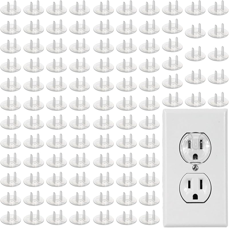 Paquete de 100 cubiertas para enchufes a prueba de bebés, cubiertas para enchufes transparentes, cubiertas para enchufes de seguridad | Protectores de enchufes eléctricos seguros y protegidos Cubiertas de enchufes resistentes a prueba de niños para el hogar y la oficina Mantenga los enchufes eléctricos cubiertos