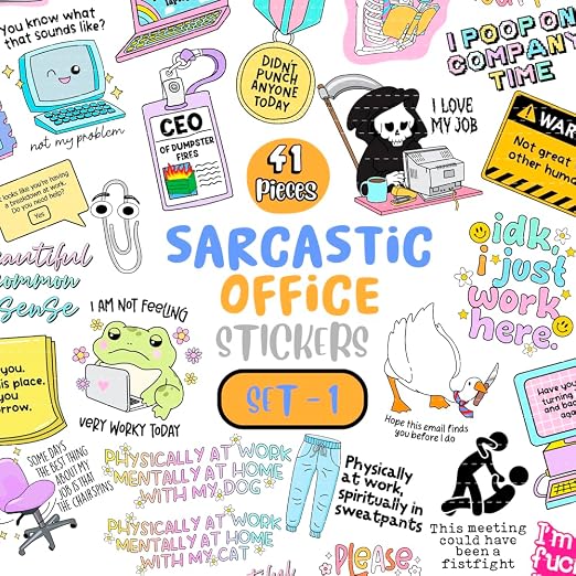 AtOdds - Pack of 41 - Funny Corporate Office Meme Stickers for Laptop ...
