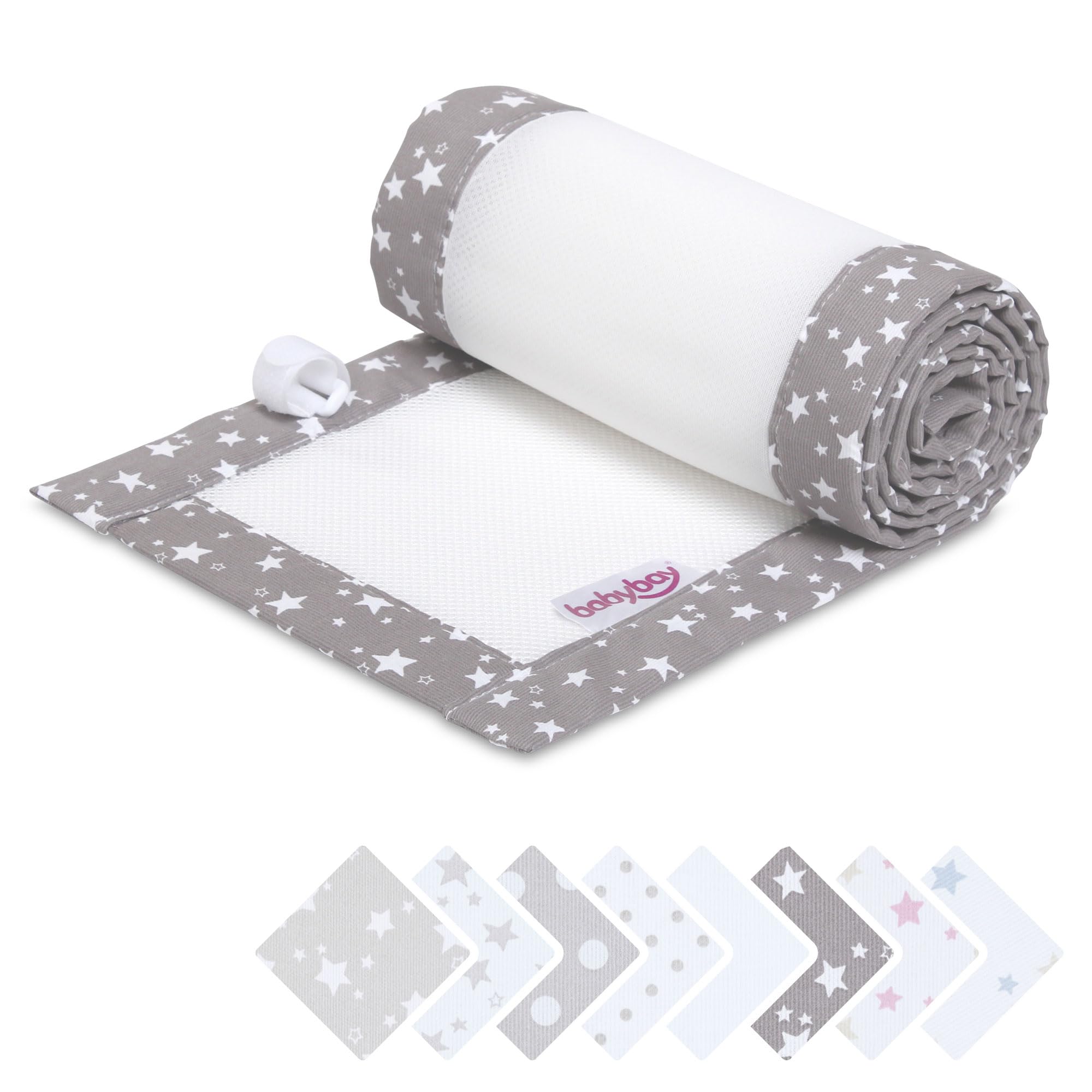 babybay Nestchen 3D Mesh-Piqué passend für Modell Boxspring XXL, taupe Sterne weiß