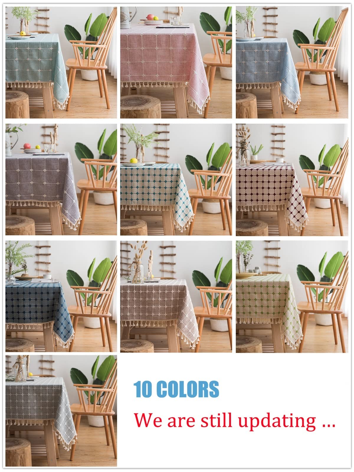 Japan Style Cotton Linen Obrus ​​Niebieskie Paski Chusta Haftowane Prostokątny Stół Obrus ​​Dekoracje Kuchenne Domu Tabeli Pokrywy(Light Blue,110x110cm)