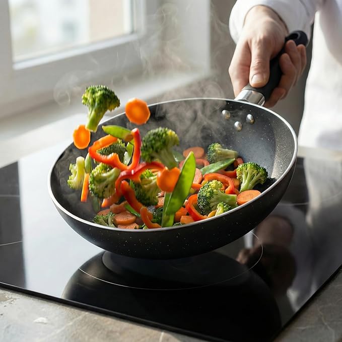 Wok de Aluminio Antiadherente 12 Pulgadas con Tapa para Saltear miniatura 5