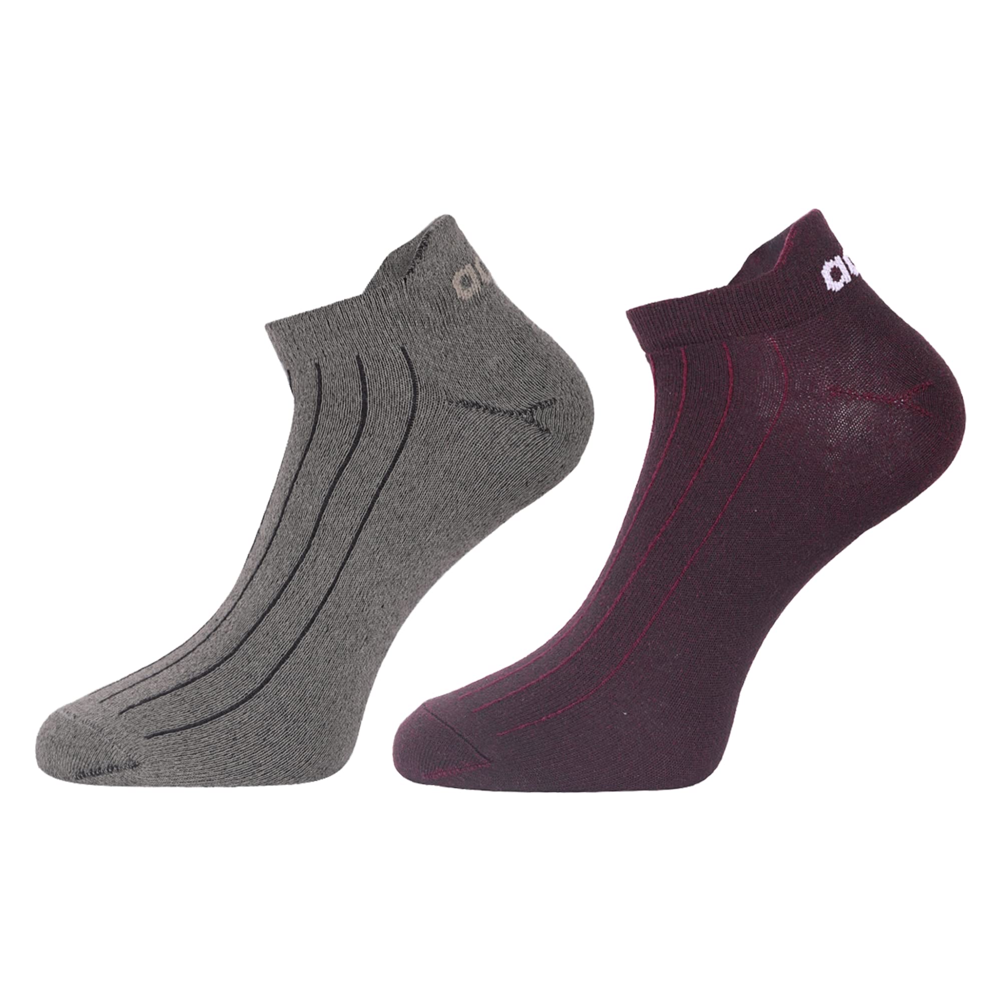 adidasUnisex Original Flat Knit Low Cut Cotton Regular Socks - 2 Pairs (4N) (Ad-0844) (Anthra Mel/Shadow Maroon)