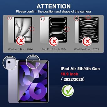 SPARIN 3 Pack Screen Protector for iPad Air 5th Generation/4th Generation 10.9 Inch, Tempered Glass for iPad Air 5/4 (2022&2020), Apple Pencil Compatible