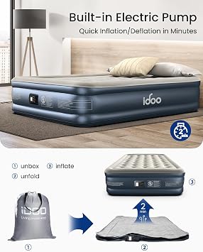 iDOO Full Size Inflatable Mattress with Built in Pump, Electric Compressed Air Duster