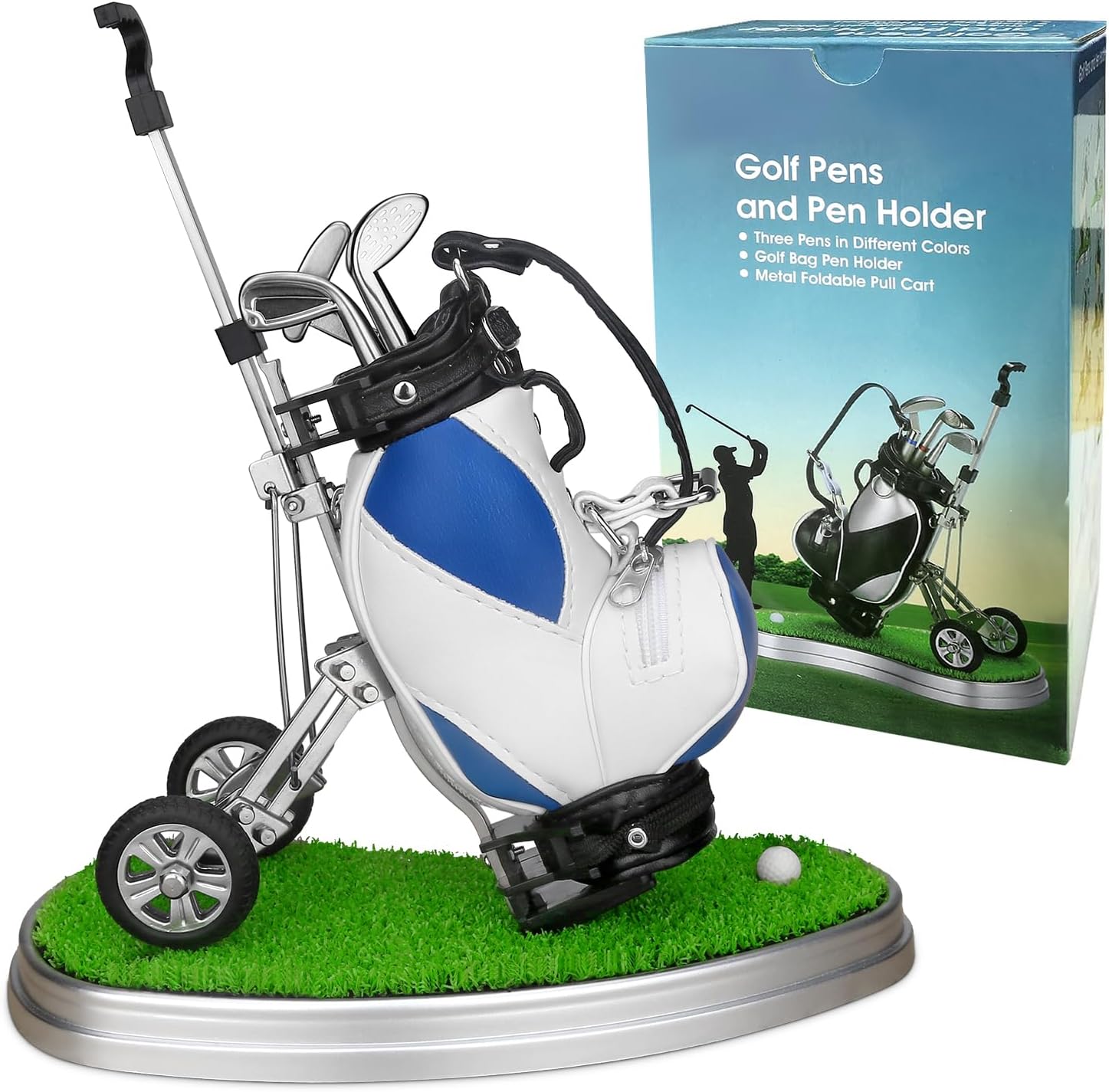 10L0L Golf Pen Holder with 3 Golf Club Pens - Unique Gift for Golf Fans and Colleagues