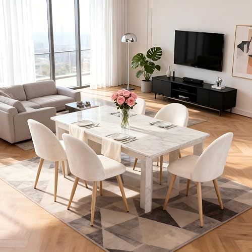 Miniatura 3 de Lightdot Juego de 2 sillas de comedor, cómodos asientos de terciopelo, sillas de sala de estar modernas de mediados de siglo, sillas de cocina