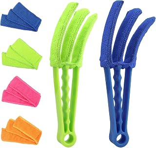 2 Pack Blind Cleaner Duster Tool, 3 Arms Window Blinds Cleaner Tool with 4 Microfiber Sleeves, Blind Duster for Window Blinds, Car Air Condition, Exhaust Vent