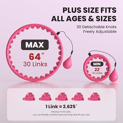 Miniatura 2 de Weighted Infinity Exercise Hoop - 64in 30 Links Smart Hoop for Adult Weight Loss, Plus Size Low-Impact Fitness Hoop for Beginners & Women
